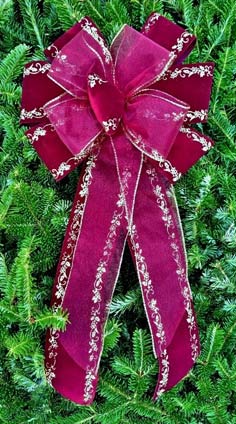 Gold Embossed Holly Leaf Pattern on Burgundy Velvet/Burgundy Sheer Gold Edge Combow.