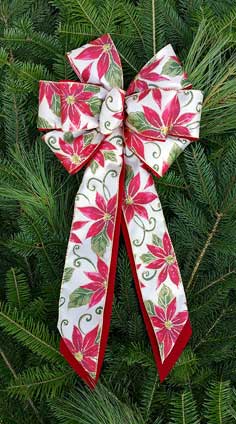 BC6 - White Satin Red Poinsettia - Red Poly Overlay 