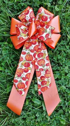 CF1 - Orange Poly/White Satin Glitter Pumpkin Combow