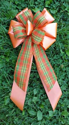 CF2 - Orange Poly/Orange & Green Plaid Combow