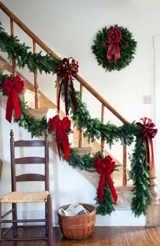  Standard and larger Estate Garland size comparison on banister